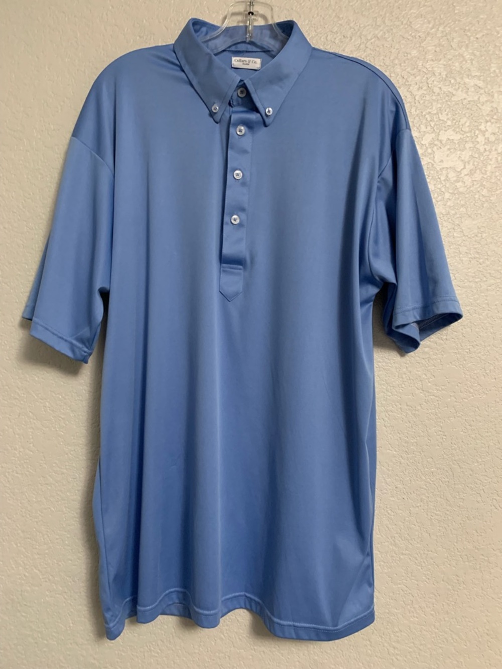 Collars & Co Polo Shirt Mens 2XL Dress Collar Performance Stretch Golf Blue